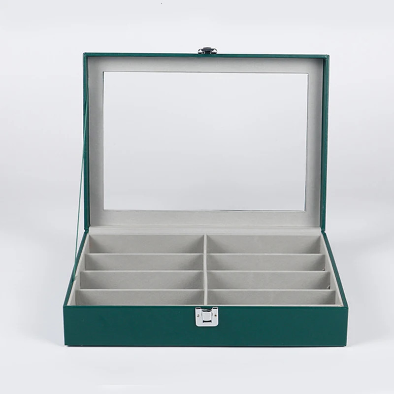 Jewelry Boxes PU Leather 8 bit Eyeglass Case Green Sunglasses Organizer Display Packaging box 231117