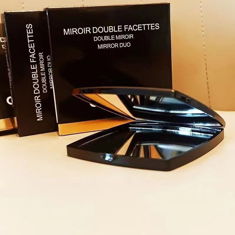 Acrylic Folding Cosmetic Mirror Double Facettes Mirror with Velvet Dust Bag Girls Portable Makeup Mirror as Festival gifts