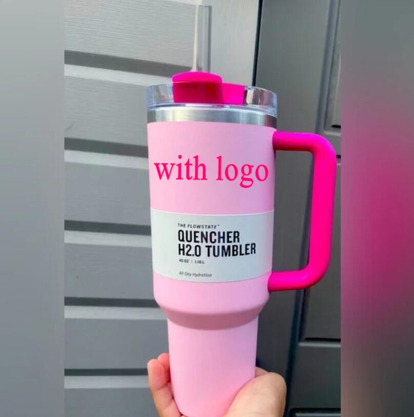 DHL With 1:1 Logo Pink Winter Shimmery Tumblers Cosmo Pink Tumblers Target Red Cups Flamingo 40 oz Camelia Water Bottles Valentine;s Day Gifts US STOC
