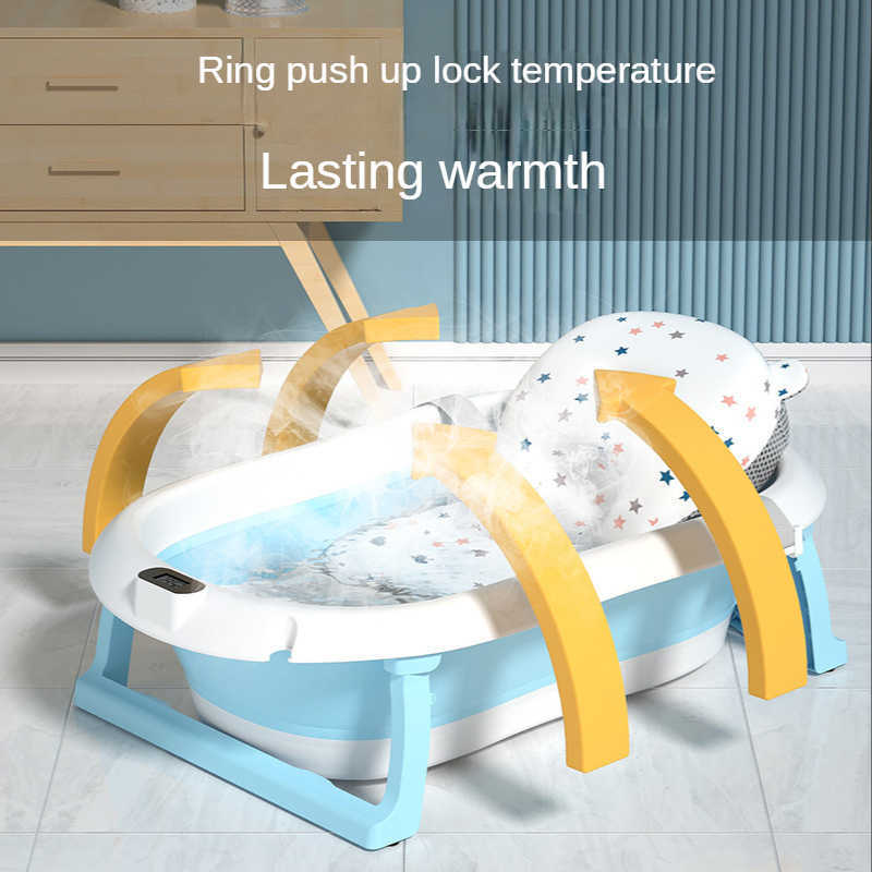 Bathing Tubs Seats Household Foldable Newborn Thickened Large Bath Tub Real-time Temperature Baby Bathtub