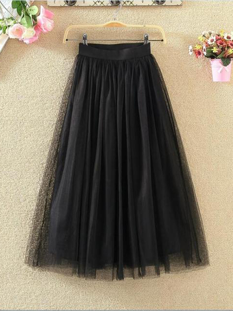 Skirts JMPRS Vintage Tulle Summer Women Elastic High Waist Mesh Pleated Elegant Korean A Line Office Ladies 230417