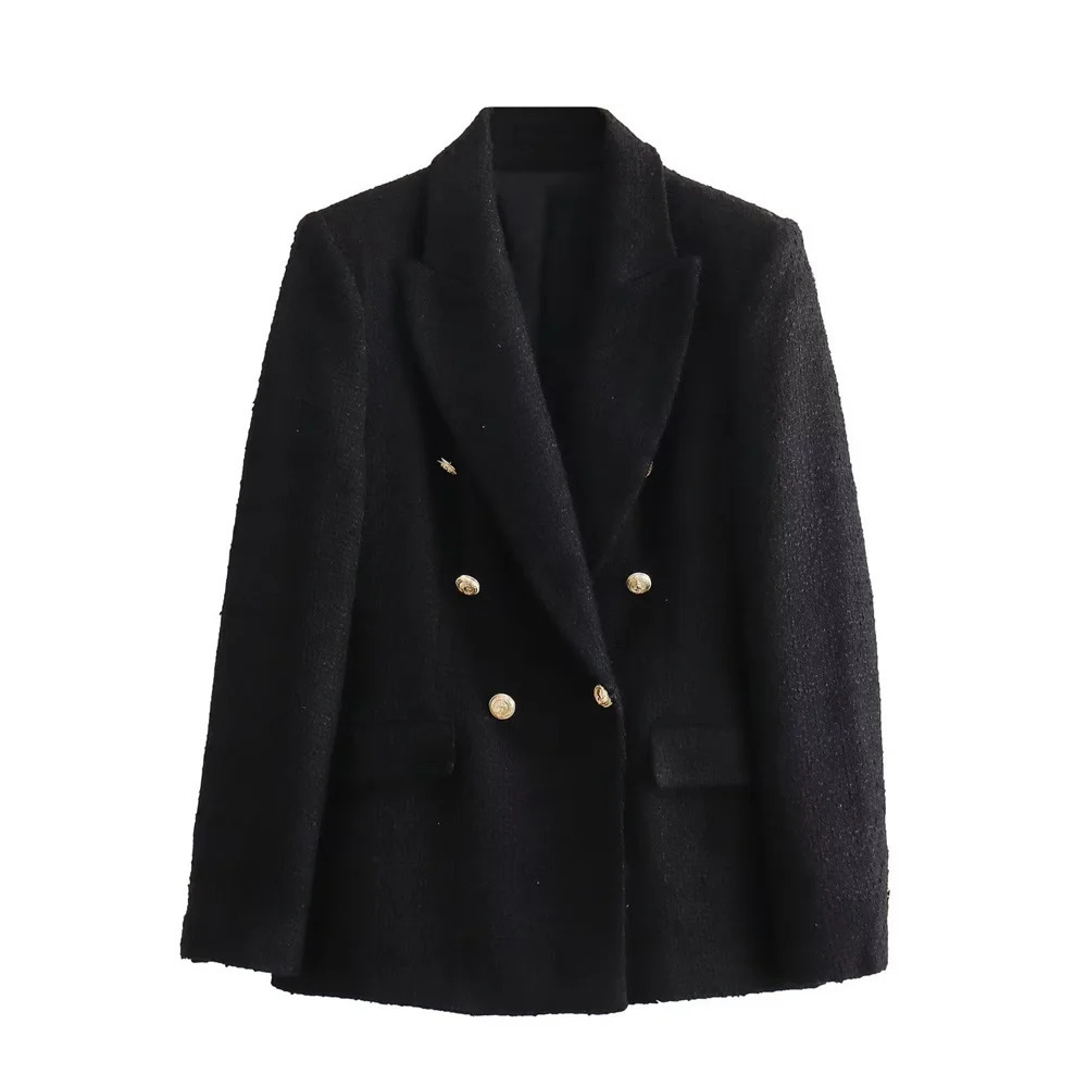 Women s Suits Blazers PB ZA 2023 Autumn Wear Versatile European and American Style Commuting Texture Double breasted Suit Coat 7609820 231117