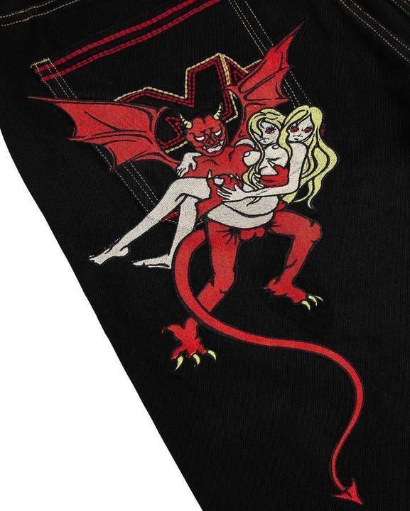 Women's Shorts Y2k American casual jeans street hip-hop trendy mini two straight leg pants printed embroidered shorts 230828