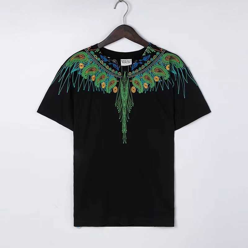 Designer Marcelos Burlons Winged Short Sleeve T-shirt with Peacock Print Unisex Fashion T80Q, Black: peacock green wings
Designer Marcelos Burlons Winged Short Sleeve T-shirt with Peacock Print Unisex Fashion T80Q, Black: peacock green wings