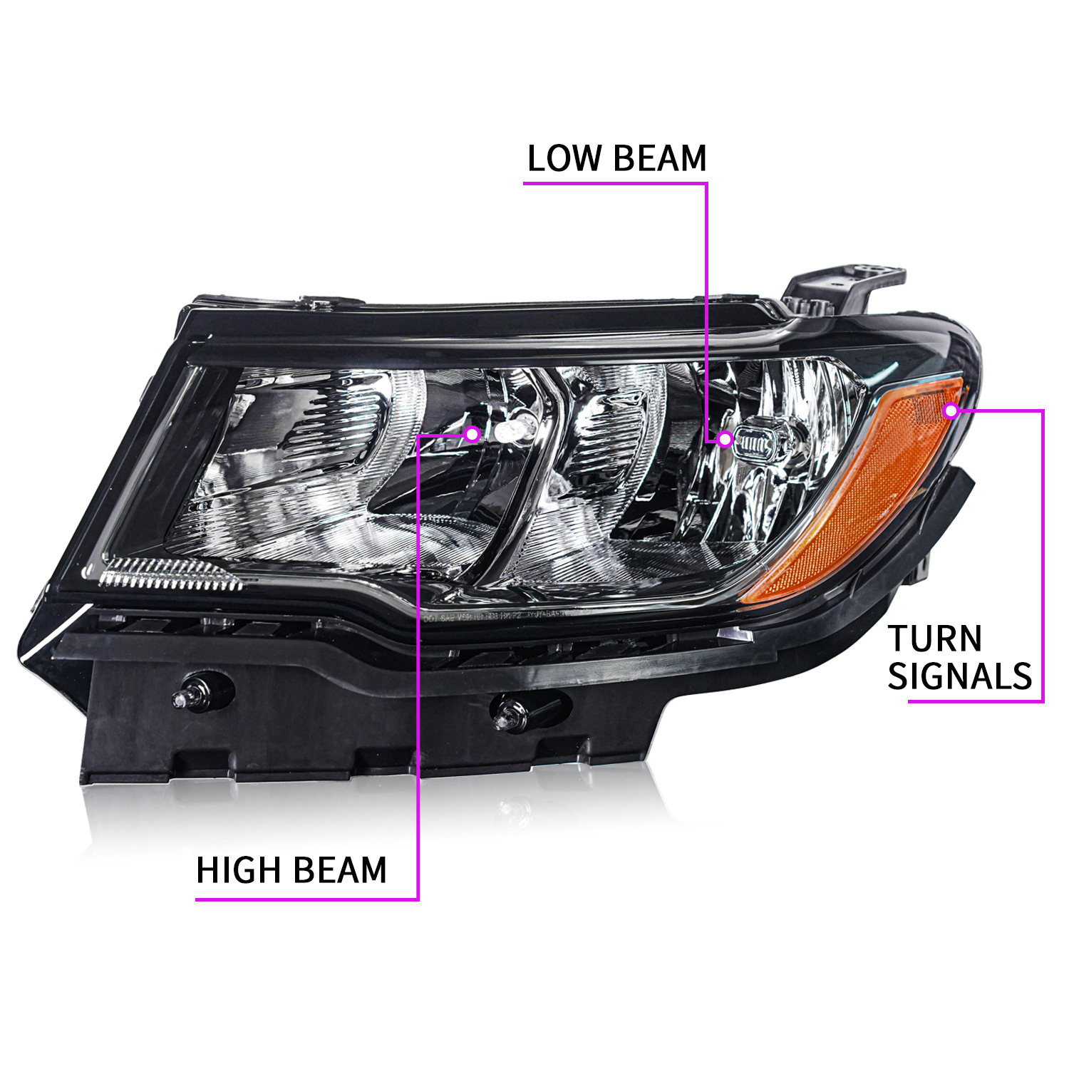 Origin Headlights For Cars for Jeep Compass 20 17-2021 Front Lamp High Low Beam Highlight Turn Signal Running Headlight