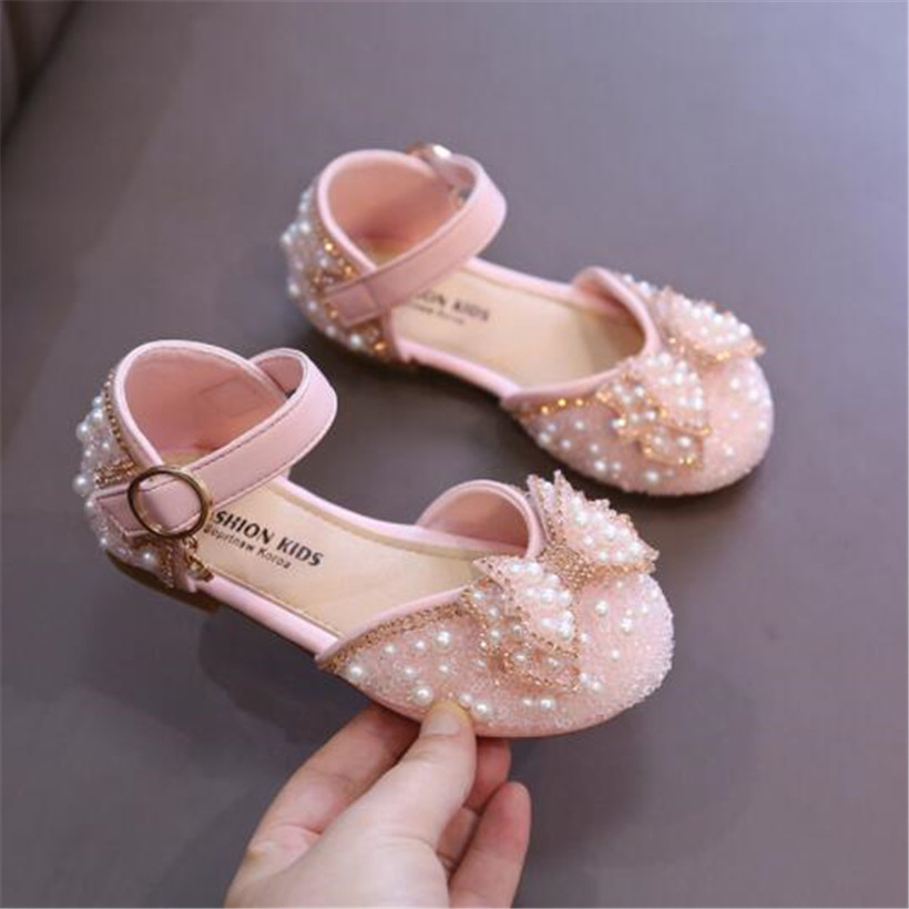 Summer Kids Sandals Rhinestone Children Girls Dress Shoes Bow Party Dance Shoe Soft Bottom NonSlip Baby Shiny Princess Shoes