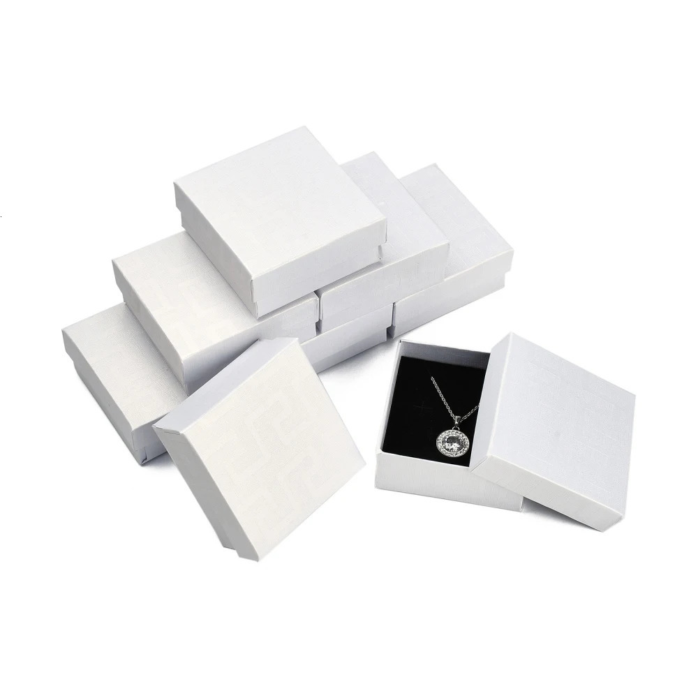 Jewelry Boxes 12pc Organizer Storage Gift Box Pendant Necklace Earrings Ring Paper Jewellry Packaging Container with Sponge Inside 231117