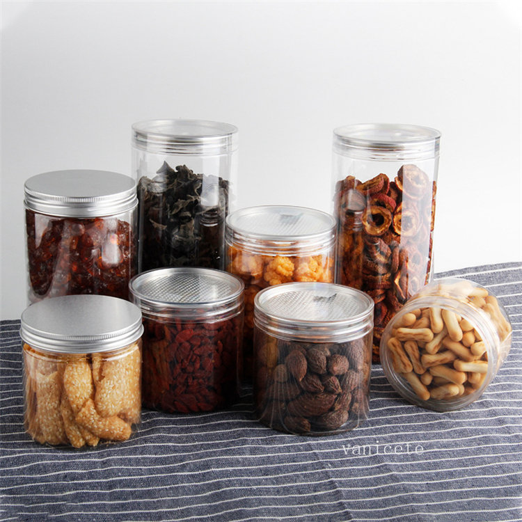 Storage Bottles Clear plastic jar PET with metal lid airtight Can pull ring Concentrate Container food Storage boxes LT352