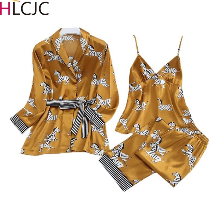 Spring Women Ice Silk Pajamas Sets with Pants Satin Zebra Print Pyjama Female Sexy Spaghetti Strap Pijama 3 Pieces Home Wear 201113067, As picture
Spring Women Ice Silk Pajamas Sets with Pants Satin Zebra Print Pyjama Female Sexy Spaghetti Strap Pijama 3 Pieces Home Wear 201113067, As picture