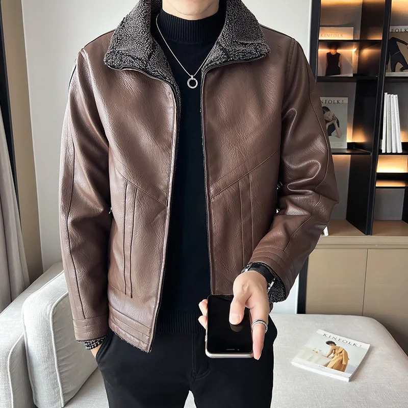 Men's Jackets Natural Cotton Sheepskin Jacket For Autumn And Winter Collar Fluffy Thick Middle Young Man's Fashion Top 231116