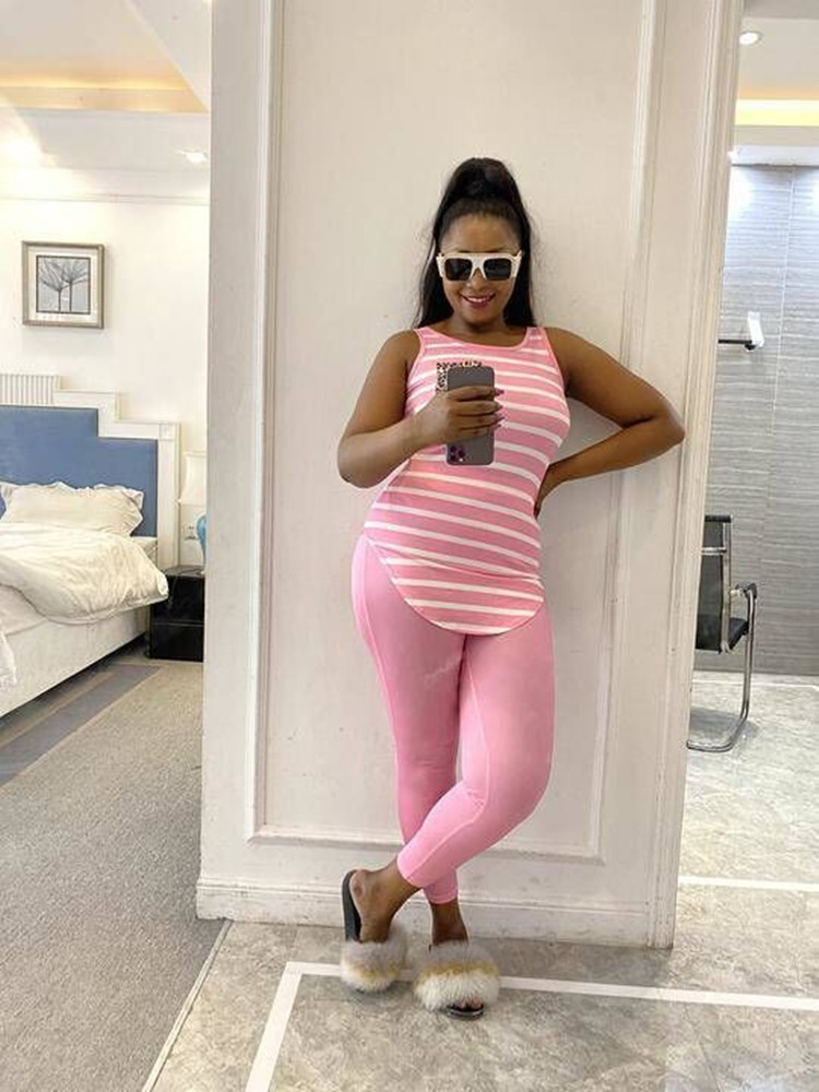 2023 Designer Summer Tracksuits Women Two Piece Sets Sleeveless striped top and Pants Plus size 3XL Outfits Casual Jogger Suits Wholesale Clothes 9681