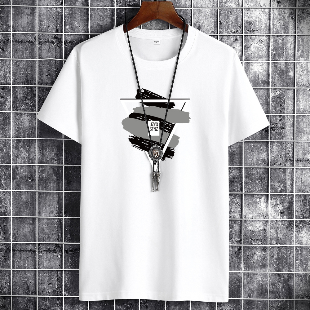 Men's TShirts Geometry Graphic Summer Pure Cotton Tops Tee for Men Casual Male Plus Size T Slim Fit Clothing 230417
