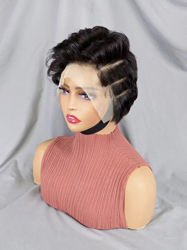 Pixie Cut Human Hair 13X4 Lace Frontal Wigs Glueless Short Bob Wig Pre Plucked With Natural Hairline