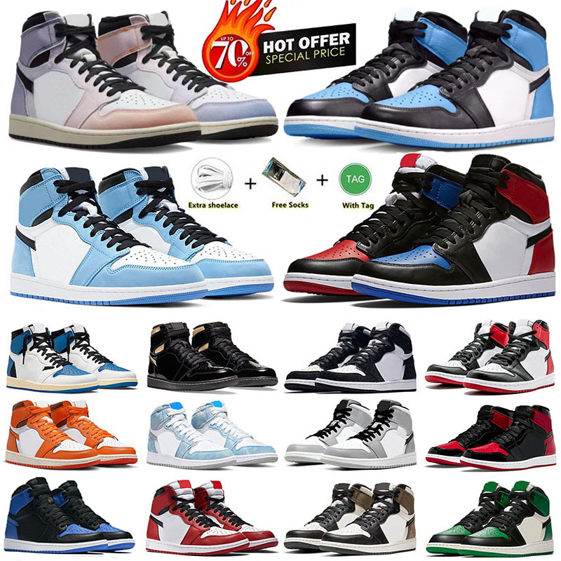 Jumpman 1 Basketball Shoes 1S University Blue Hyper Royal Patent Bred Dark Mocha Smoke Grey Chicago UNC Men Women Sneakers sports outdoor trainers Eur 36-47