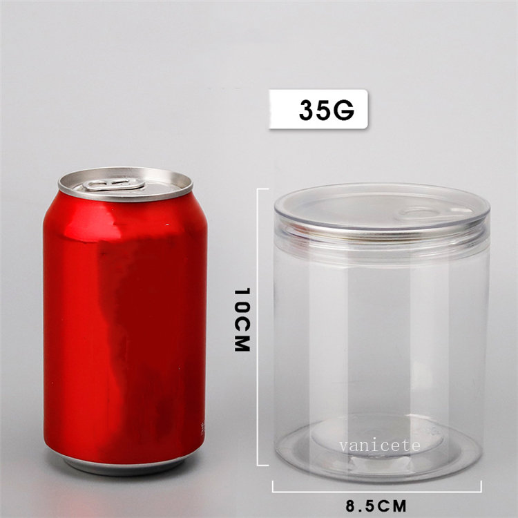 Storage Bottles Clear plastic jar PET with metal lid airtight Can pull ring Concentrate Container food Storage boxes LT352