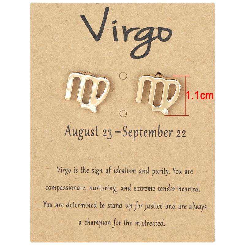 12 Constellation Stud Earrings 18K Gold Plated Zodiac Earrings for Women Horoscope Symbol Earring with Wish Card Aries ,Cancer,Libra,Taurus,Pisces Wom