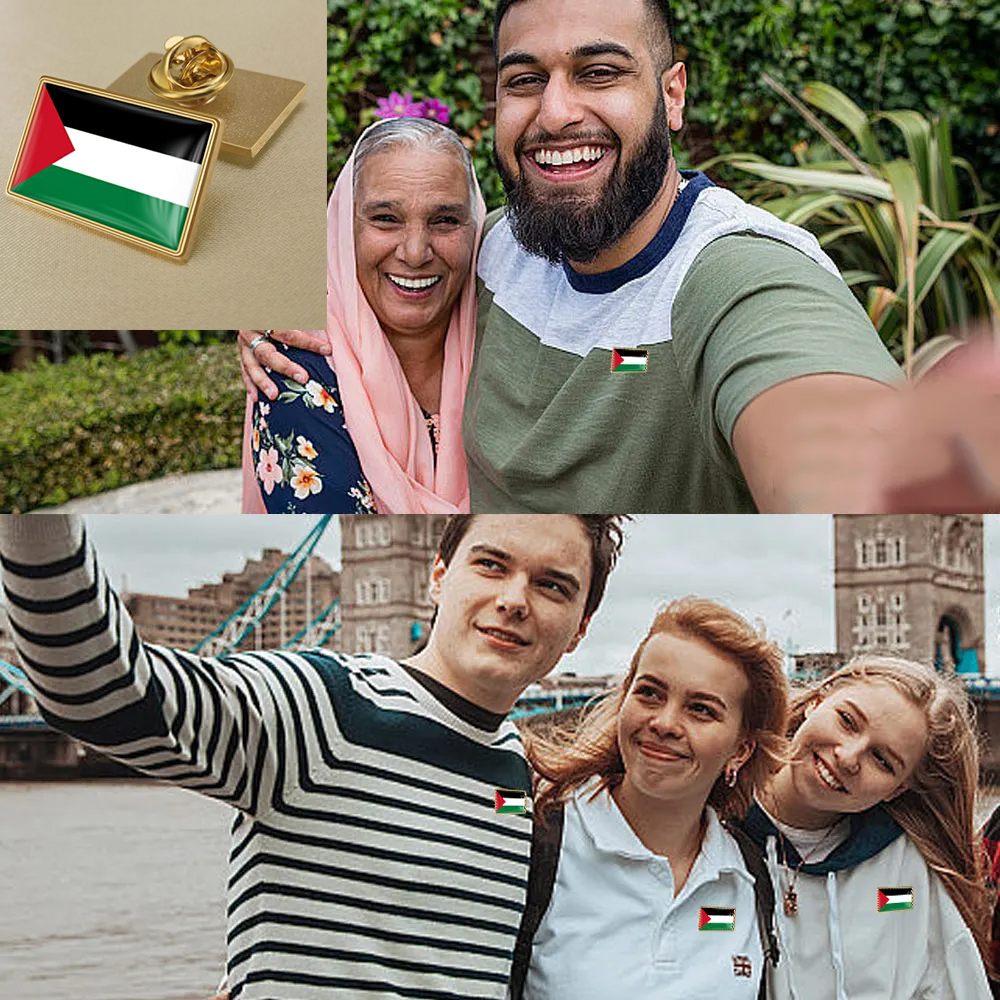 Palestine Flag Pin Brooch National Emblem Flag Badge Lapel Pins Palestine Metal Lapel Pin Country Badges