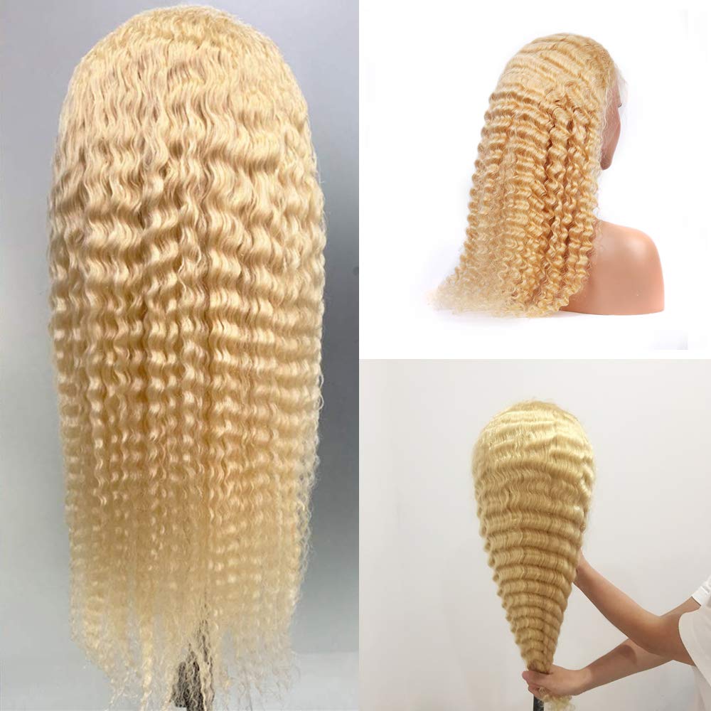 Blonde 613 Deep Wave 13x4 Transparent Lace Frontal Human Hair Wigs Pre plucked With Natural Hairline