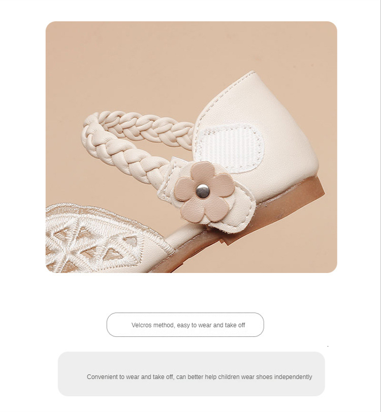 Sandals Baby Girl Summer Woven Sandals Fashion Casual Roman Princess Children's Beach Shoes Girls Soft-soled Shoes 230417