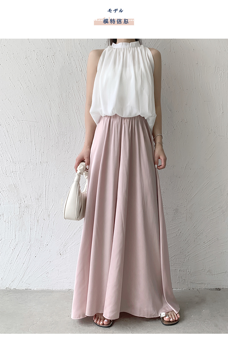 Womens elastic waist loose long pants wide leg satin fabric palazzo summer trousers SMLXL