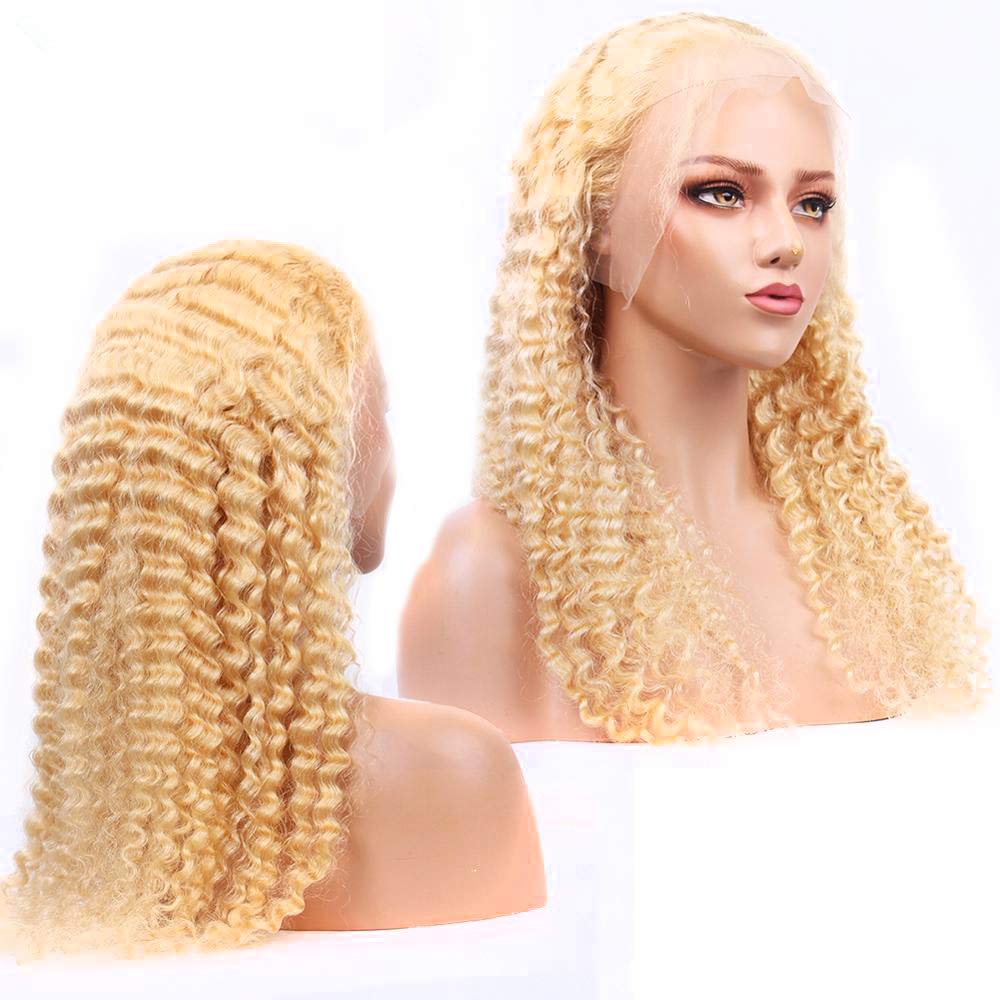 Blonde 613 Deep Wave 13x4 Transparent Lace Frontal Human Hair Wigs Pre plucked With Natural Hairline