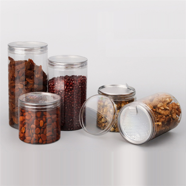 Storage Bottles Clear plastic jar PET with metal lid airtight Can pull ring Concentrate Container food Storage boxes LT352