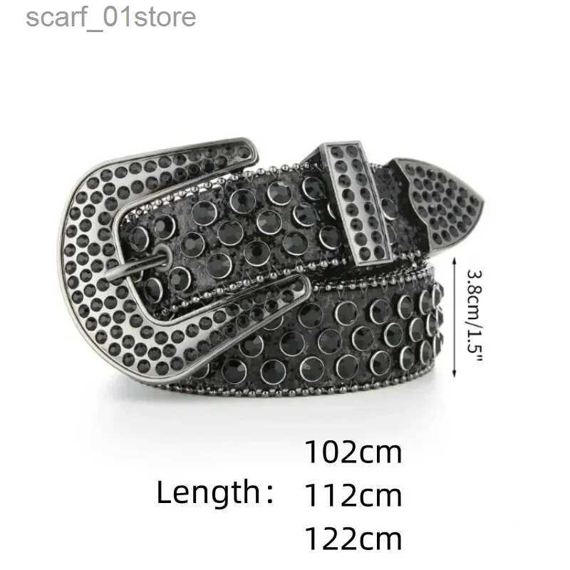 Belts Rhinestone Leather Belt for Men Women Large Size Belt Western Jeans Shiny Rivet Hip-hop Punk Rock Y2K StyleL231117