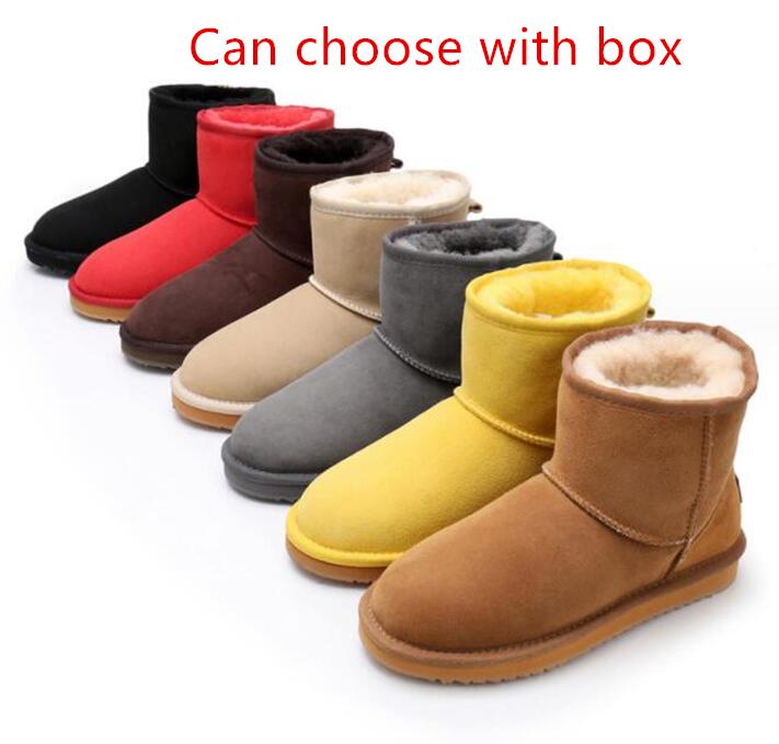 Women short Mini snow boots Shearling Bootie Casual Soft comfortable Sheepskin keep warm boots shoes with box card dustbag Beautiful gifts