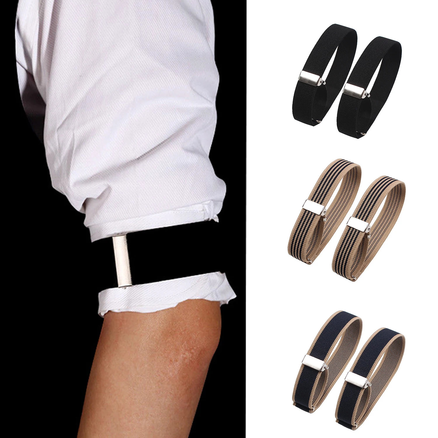 Sleevelet Arm Sleeves Men Business Elastic Adjustable Shirt Sleeve Garter Strap Band Bracelet Anti Slip Cuff Holder Armband 231117
