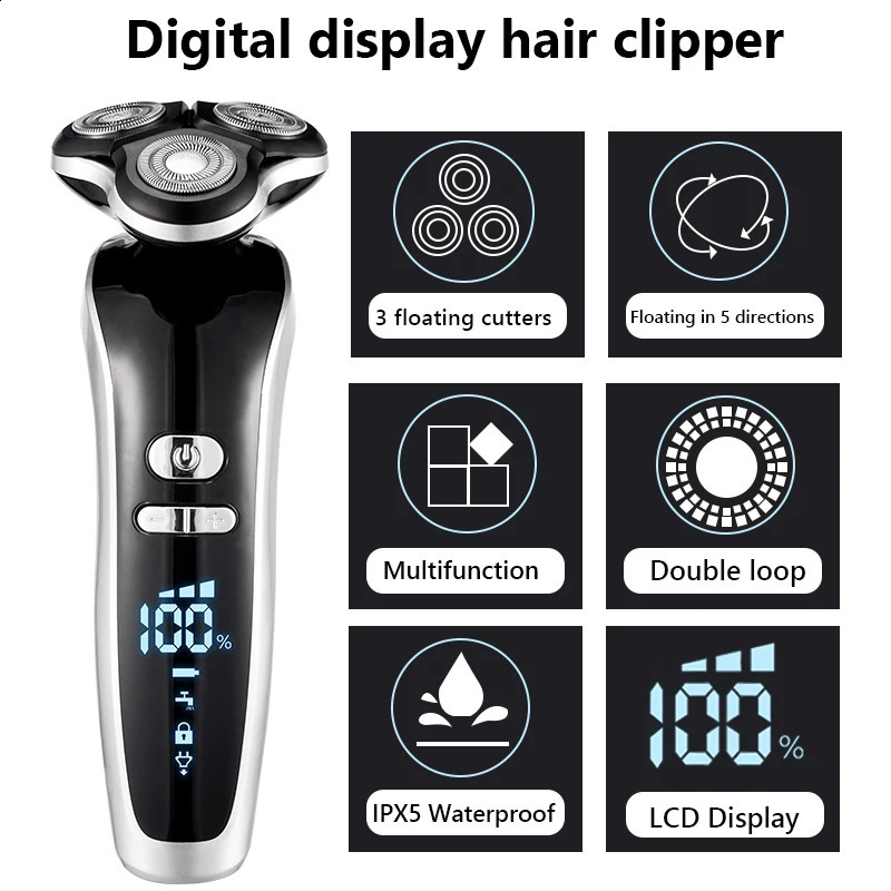 Electric Shavers Electric Shaver 4D For Men Electric Hair Clipper USB Rechargeable Professional Hair Trimmer Hair Cutter for Men Adult Razor 231116