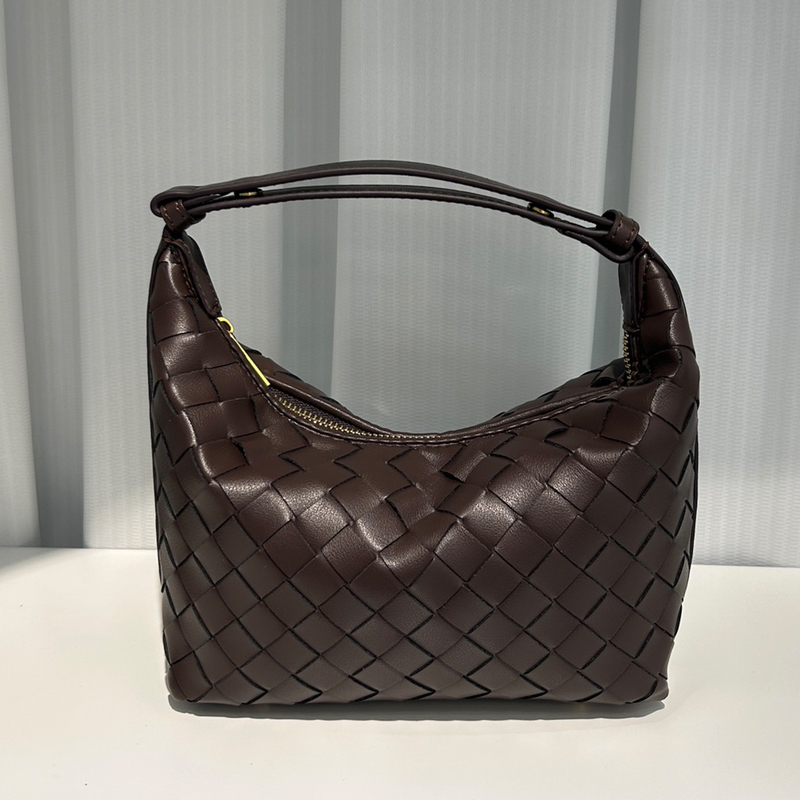 Handbags Lunch Box Tote Genuine Leather Woven Underarm Shoulder Bag Gold Hardware Adjustable Strap Snap Design High Quality Travel Pouch Hobos Purse S