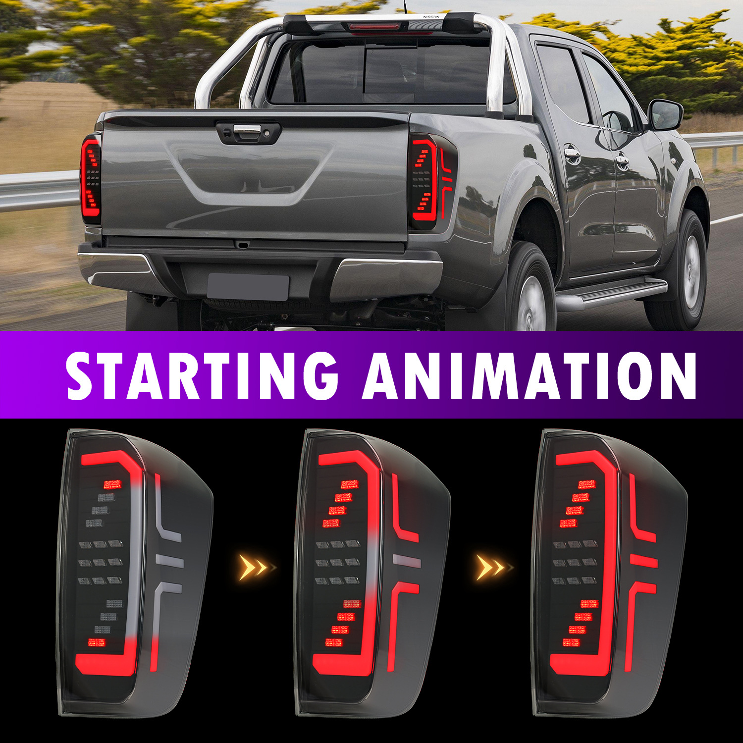 Car Styling Rear Lights For Nissan navara 20 15-20 20 LED Brake Taillight Running Light Dynamic Turn Signal Taillights