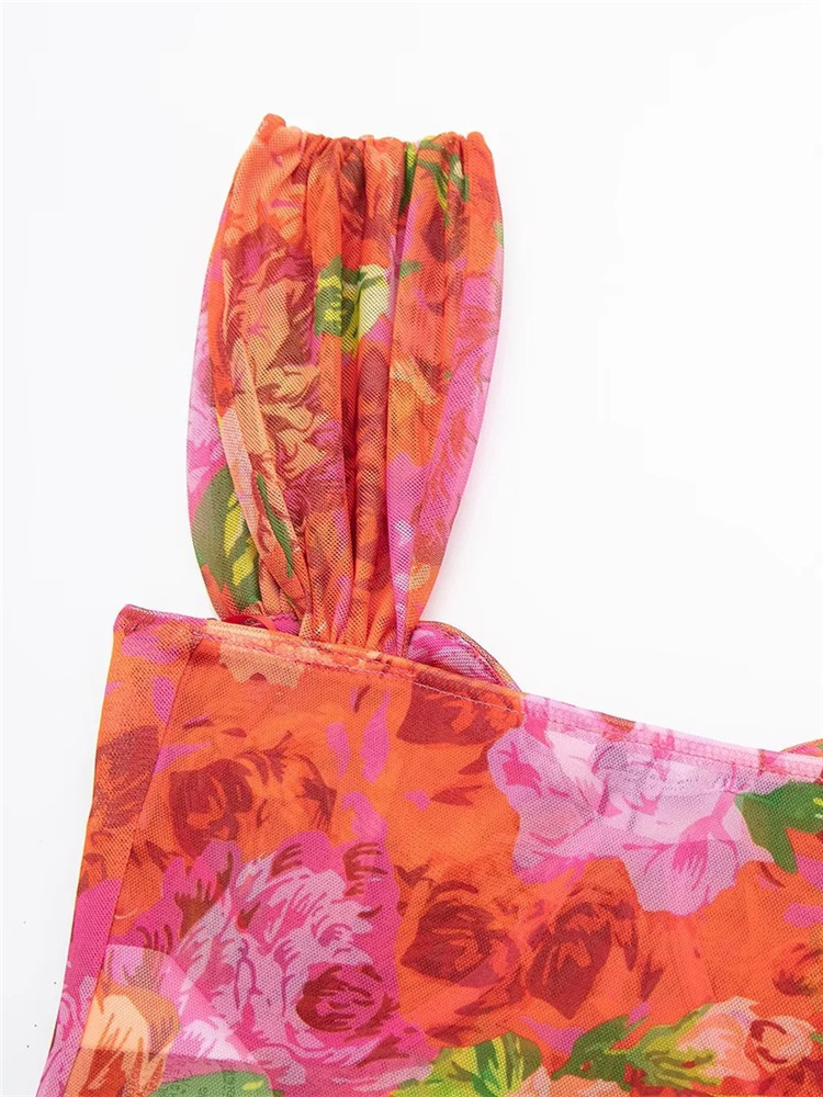 Women's Tanks Camis TRAF Floral Tulle Corset Top Mesh Crop Woman Off Shoulder Bustier Sexy s Y2k Backless Tank s For 230417