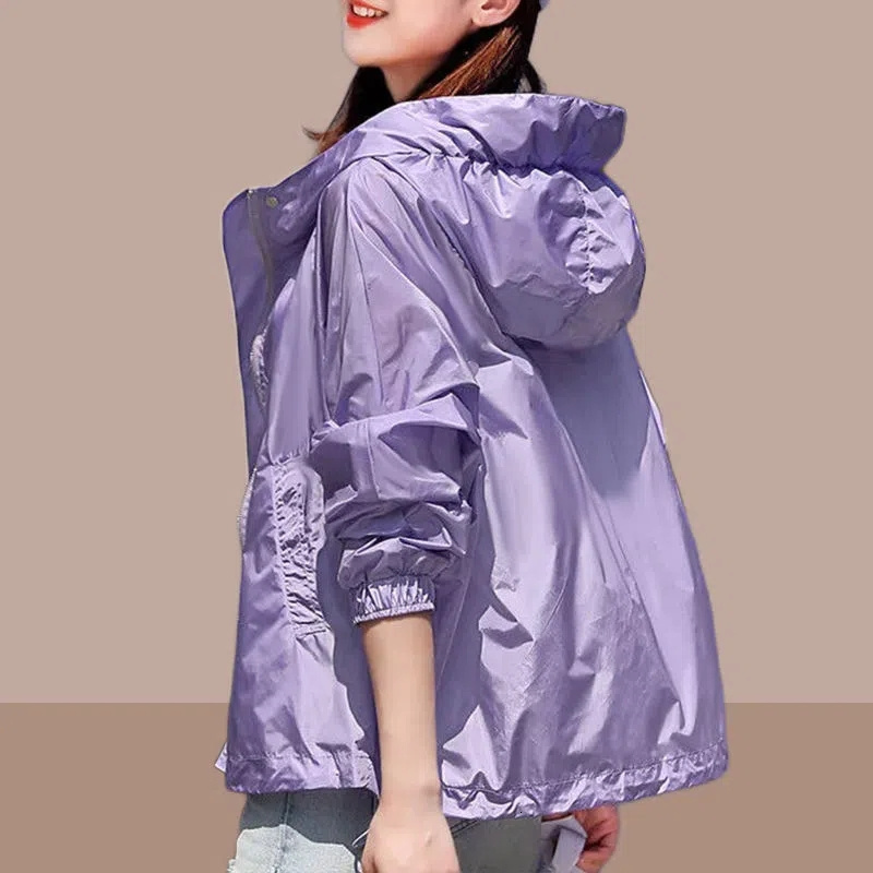 Women's Jackets Summer Hooded Sun Protection Clothing Women's Slim Jackets Thin Beach Clothing Breathable Long-Sleeved Coat Female 230417