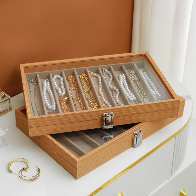 Jewelry Boxes Fashionable Wooden Dustproof Long Bracelet Sweater Chain Lady Box 231117