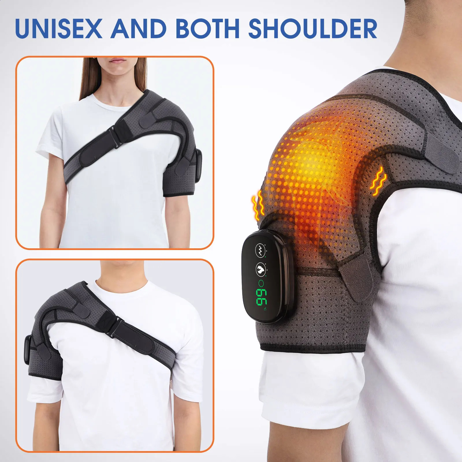 Massaging Neck Pillowws Heating Vabration Shoulder Massage Brace 3 Levels Physiotherapy Therapy Pain Relief Left Right Electric Battery Heated Massage
