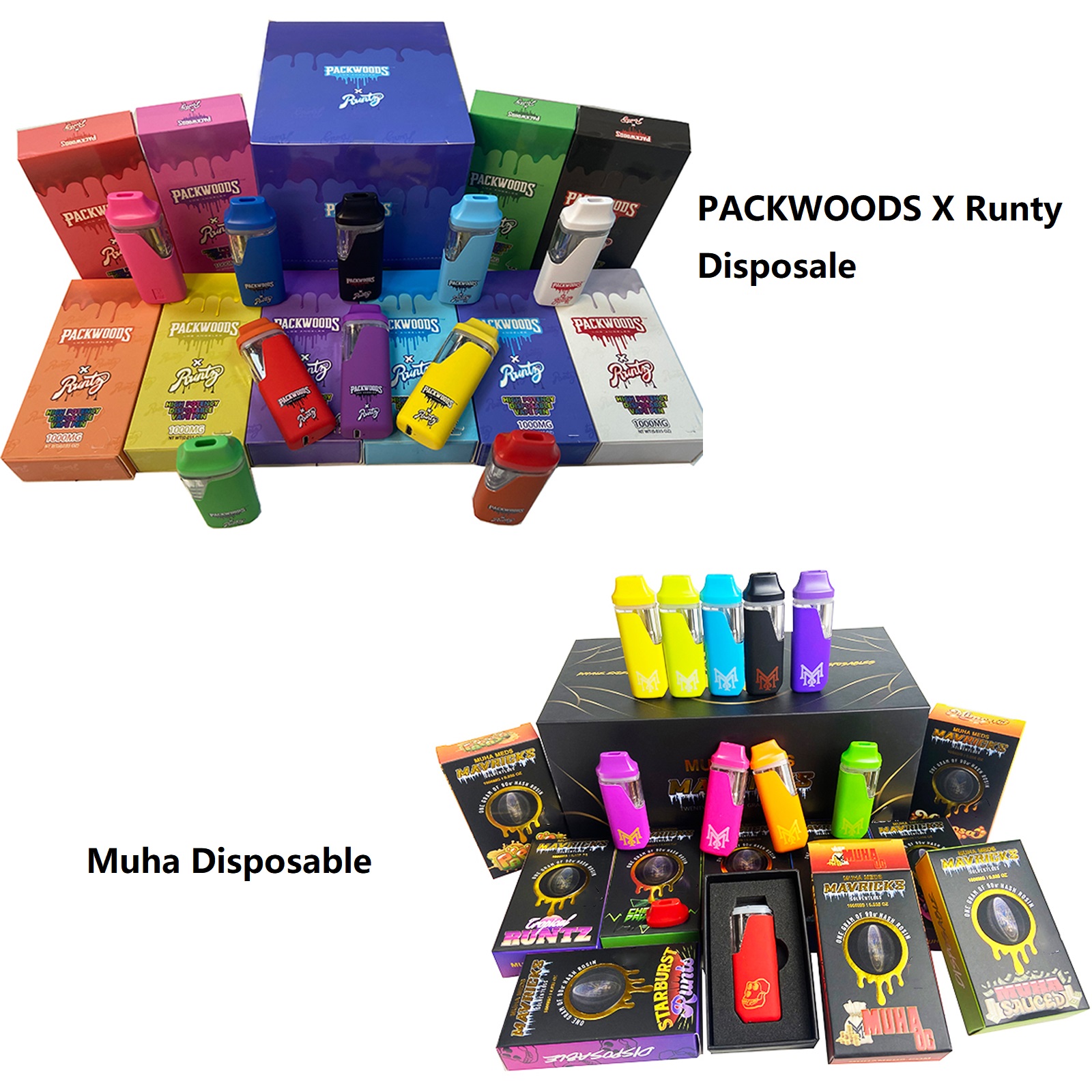 New Arrives Runtz x Packwoods Disposable MUHA Disposable vape pens 380mAh E cigarettes Rechargeable Battery Empty Vape Pen 1ml Vaporizer with Drawer box Packing
New Arrives Runtz x Packwoods Disposable MUHA Disposable vape pens 380mAh E cigarettes Rechargeable Battery Empty Vape Pen 1ml Vaporizer with Drawer box Packing