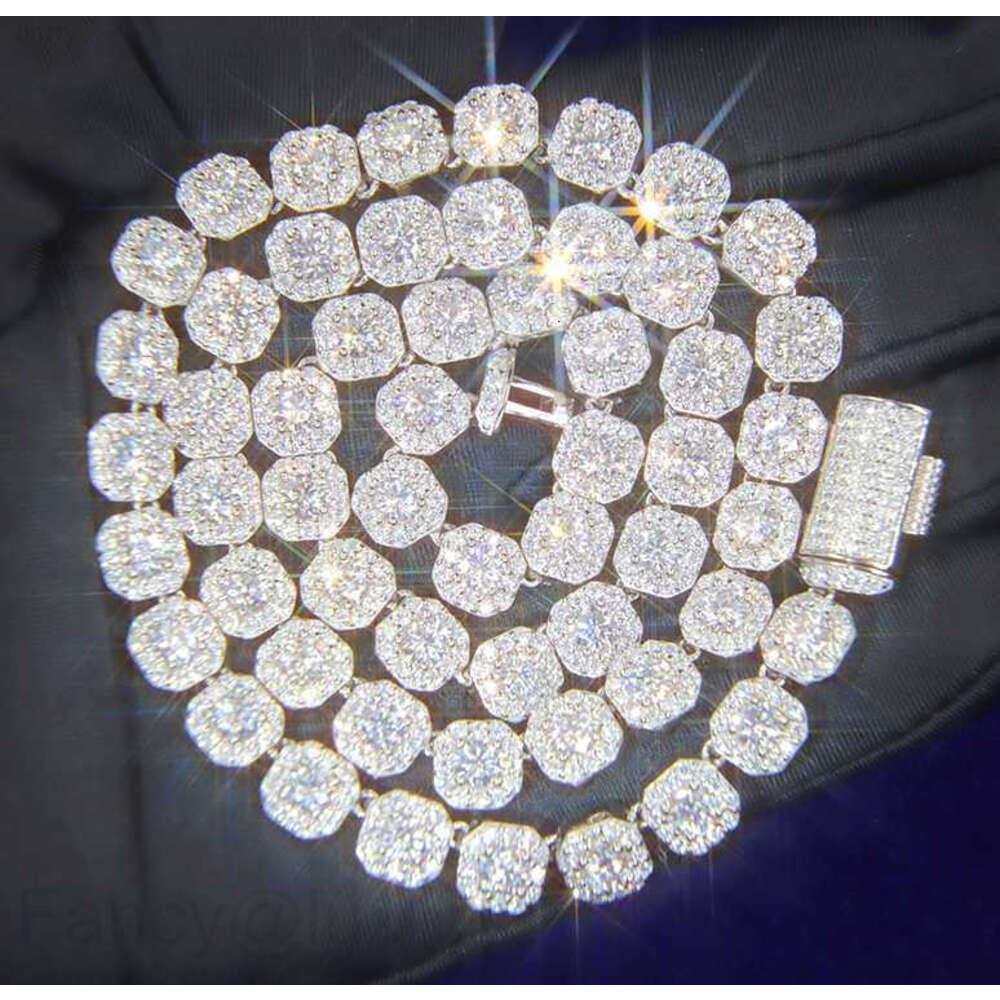 Necklace bracelet Moissanite Diamond Custom Vvs Cuban Link Chain S925 Silver 8mm 12mm Large Tennis Chain Solid Back Hiphop
