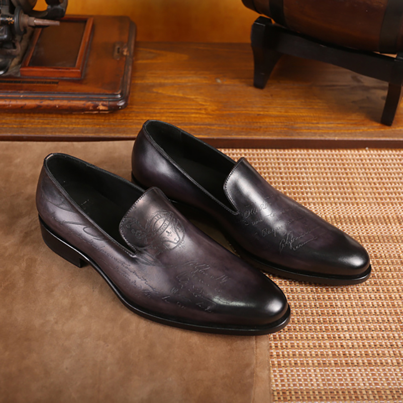berluti Classic handmade leather shoes for men made entirely by hand with genuine leather soles hand painted and engraved, Grey
berluti Classic handmade leather shoes for men made entirely by hand with genuine leather soles hand painted and engraved, Grey