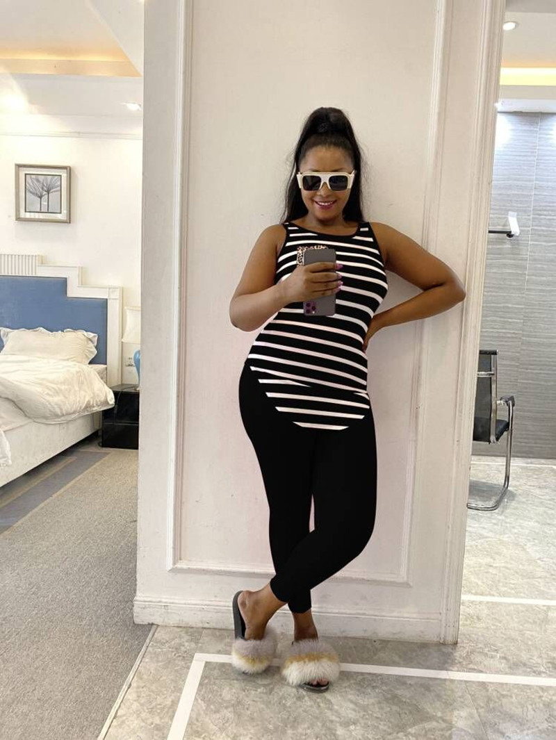2023 Designer Summer Tracksuits Women Two Piece Sets Sleeveless striped top and Pants Plus size 3XL Outfits Casual Jogger Suits Wholesale Clothes 9681