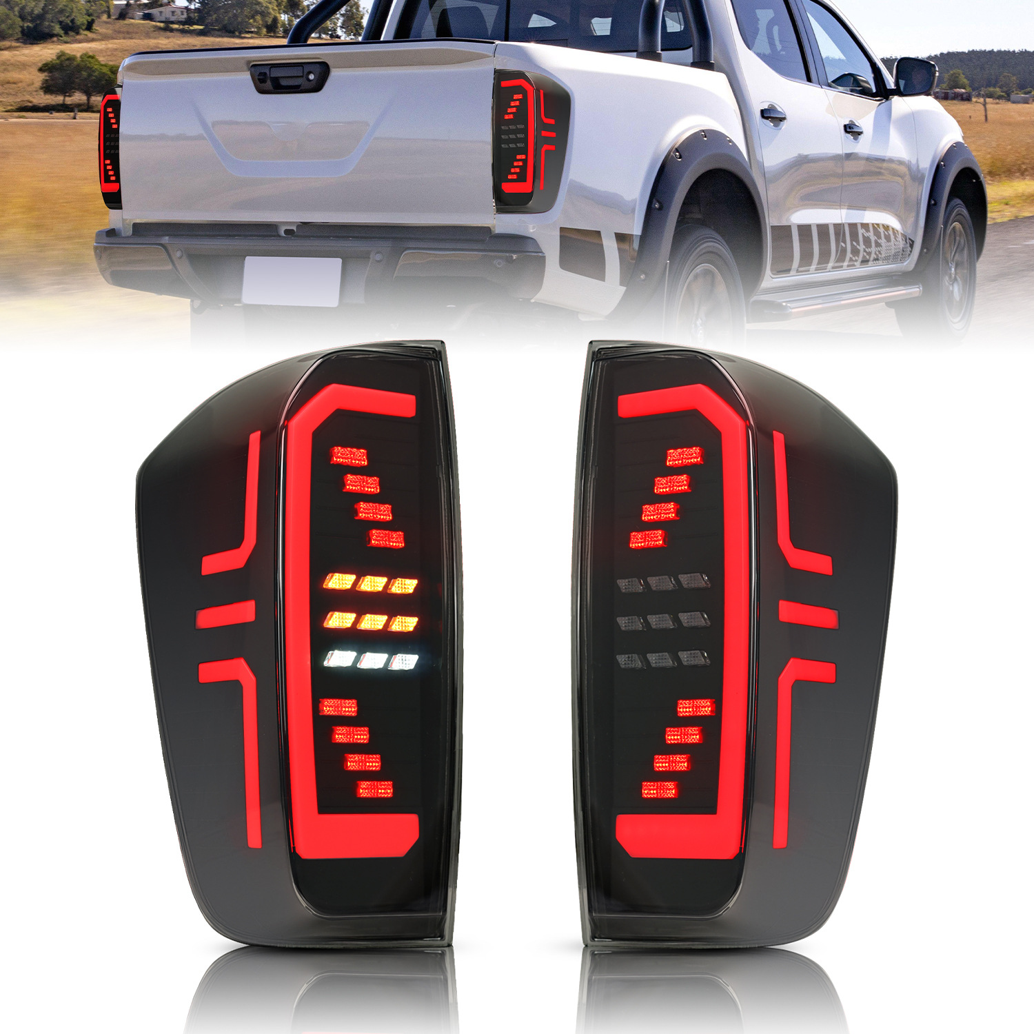 Car Styling Rear Lights For Nissan navara 20 15-20 20 LED Brake Taillight Running Light Dynamic Turn Signal Taillights
