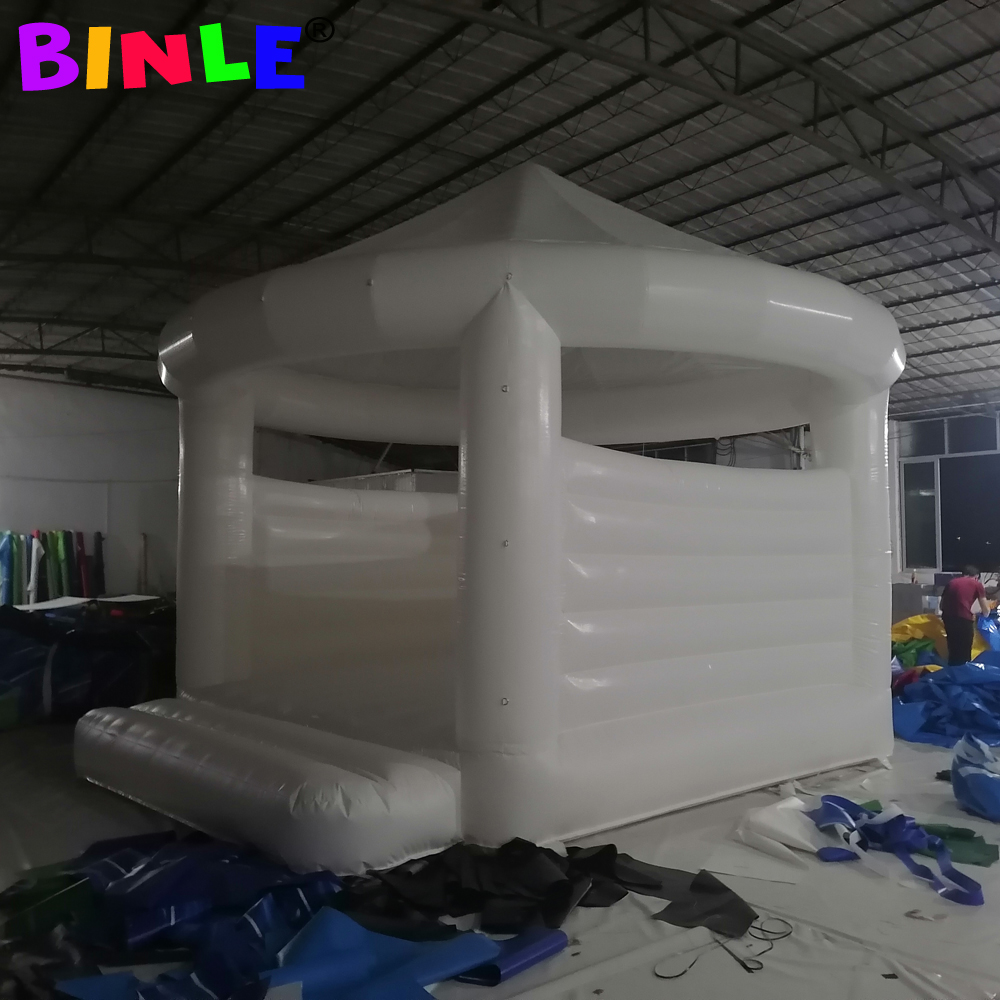 White Bounce House Wedding Bouncy Castle Inflatable Bouncer With Round Roof Event Party Tent Air Combo For Kids Adults Rental