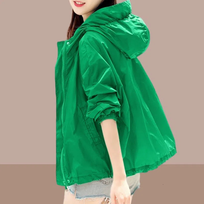 Women's Jackets Summer Hooded Sun Protection Clothing Women's Slim Jackets Thin Beach Clothing Breathable Long-Sleeved Coat Female 230417