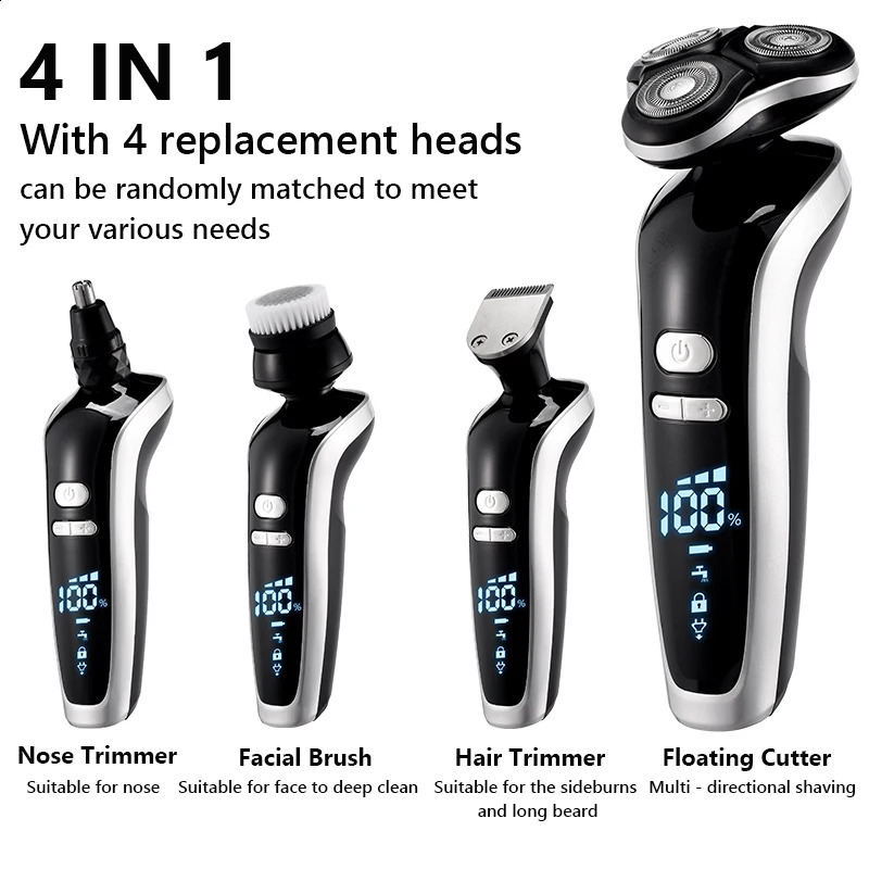 Electric Shavers Electric Shaver 4D For Men Electric Hair Clipper USB Rechargeable Professional Hair Trimmer Hair Cutter for Men Adult Razor 231116
