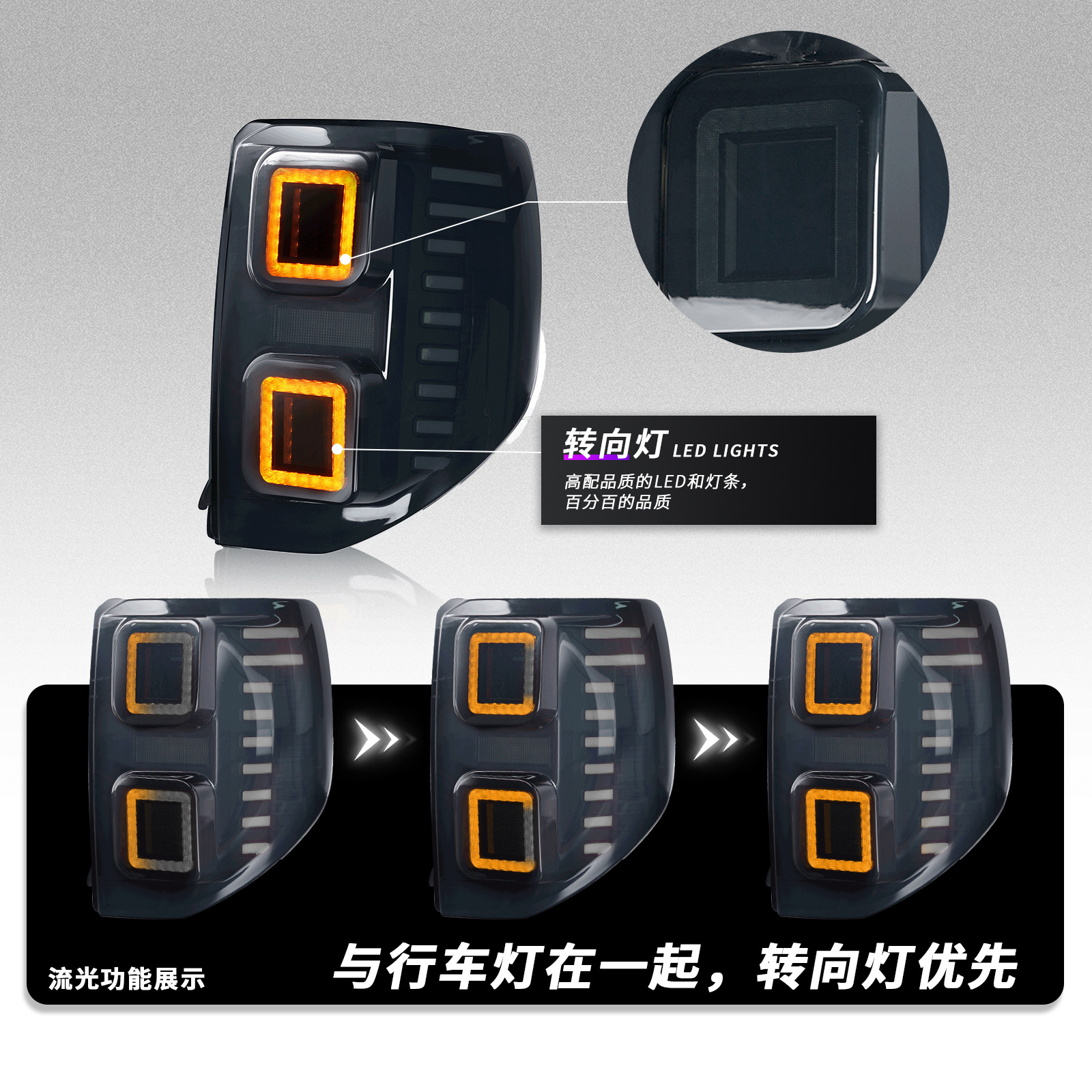 Rear Taillight Assembly for Ford Bronco Sport 20 20-2023 LED Light Guide Taillamp Service Brake Turn Signal Reversing Fog Lamp