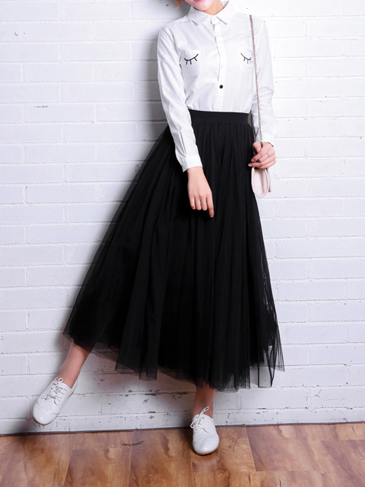 Skirts JMPRS Vintage Tulle Summer Women Elastic High Waist Mesh Pleated Elegant Korean A Line Office Ladies 230417