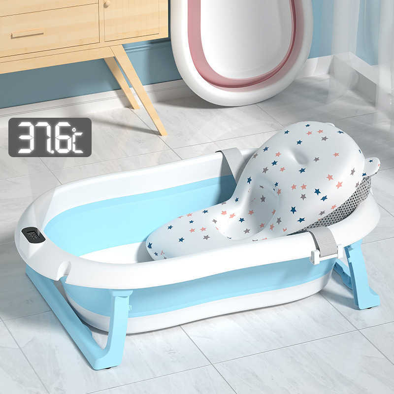 Bathing Tubs Seats Household Foldable Newborn Thickened Large Bath Tub Real-time Temperature Baby Bathtub