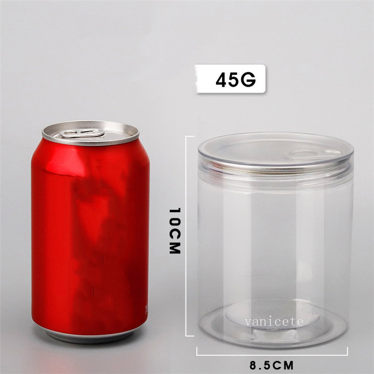 Storage Bottles Clear plastic jar PET with metal lid airtight Can pull ring Concentrate Container food Storage boxes LT352