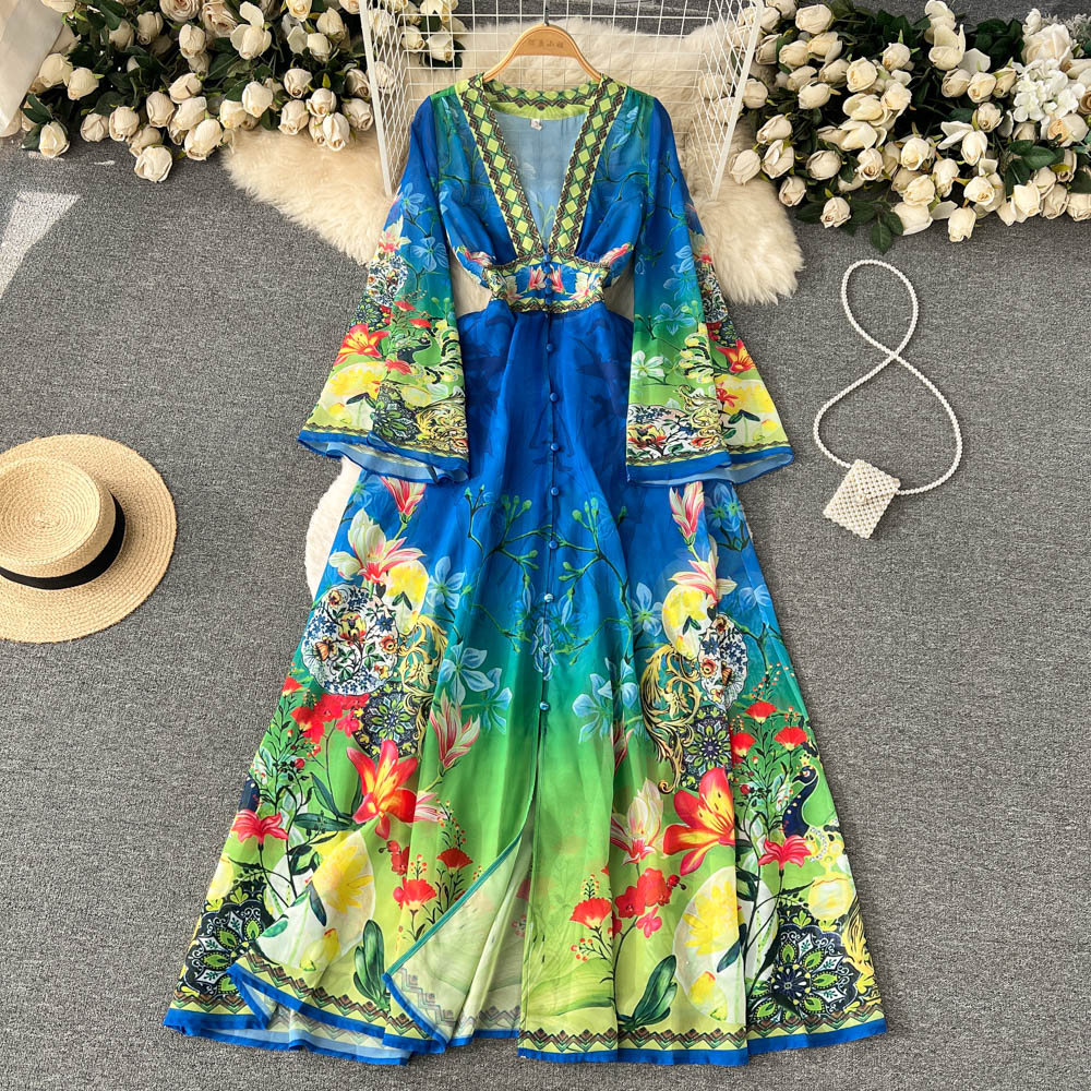 New Women Dresses Casual Spring Autumn Floral Print Slim Full Lady Dress A Line Stand Collar Chiffon Single Breasted 2023, Same as picture
New Women Dresses Casual Spring Autumn Floral Print Slim Full Lady Dress A Line Stand Collar Chiffon Single Breasted 2023, Same as picture