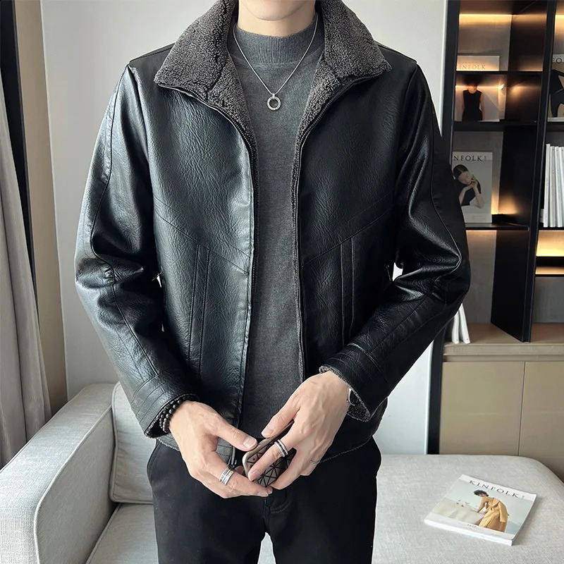 Men's Jackets Natural Cotton Sheepskin Jacket For Autumn And Winter Collar Fluffy Thick Middle Young Man's Fashion Top 231116